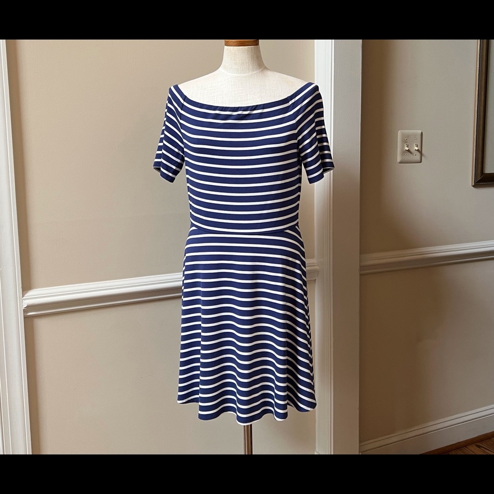 WHBM - Off the shoulder one piece Dress with Nautical Stripes